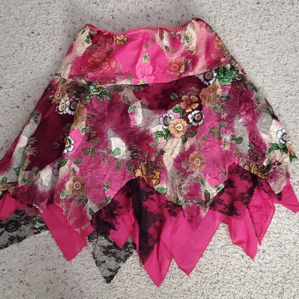 Beau Bois Elastic Waist Pink Layered Skirt Sz MD